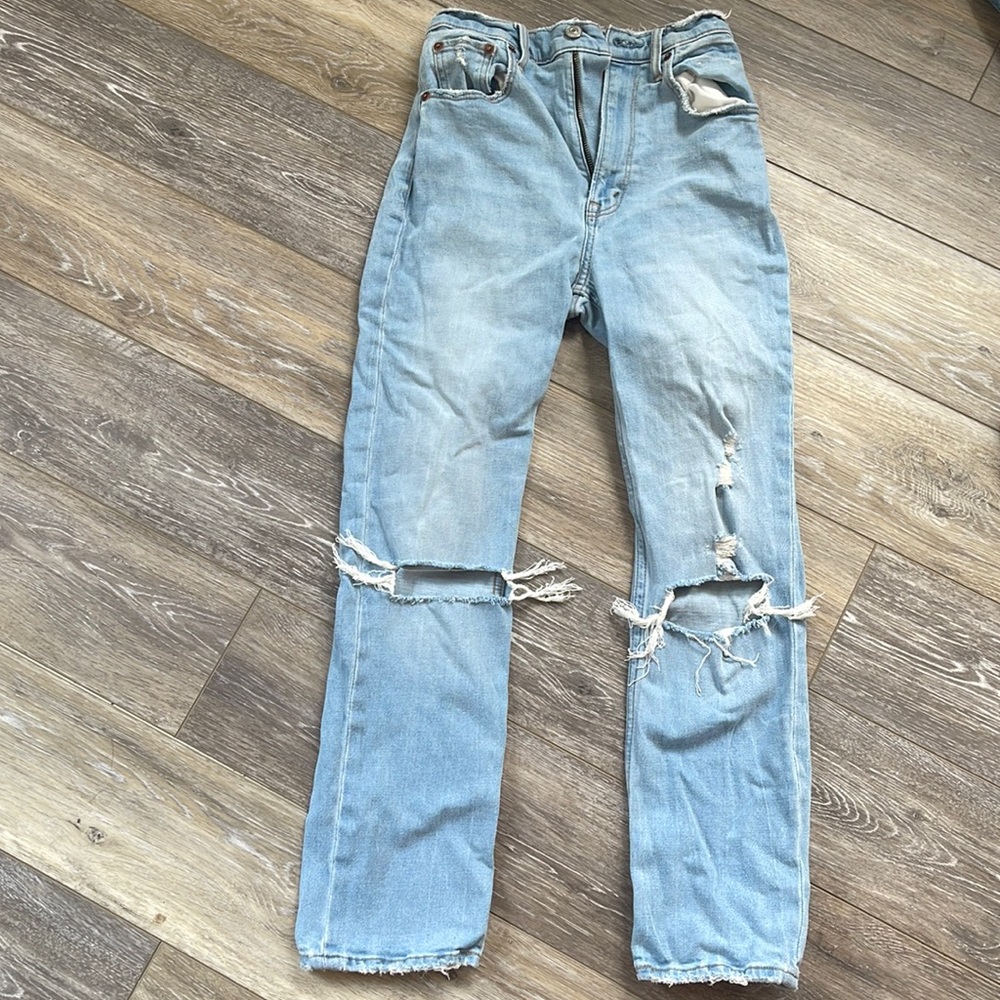 Abercrombie and fitch ankle straight ultra high rise size 25